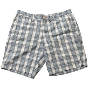 Vineyard Place Mens Blue White Plaid Cotton Shorts Size 38 Casual Summer Golf